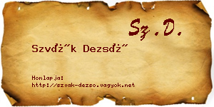 Szvák Dezső névjegykártya