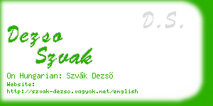dezso szvak business card