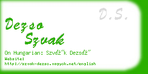 dezso szvak business card